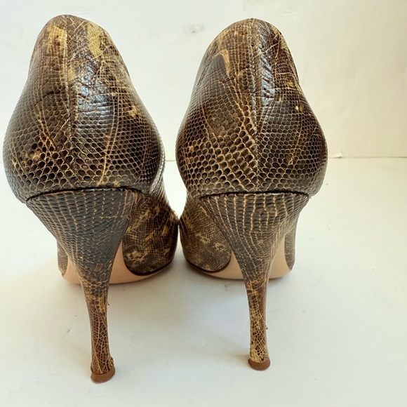 Prada Tan Brown Snakeskin leather pointed toe Pumps Vintage Retro EU 41 - Picture 5 of 10